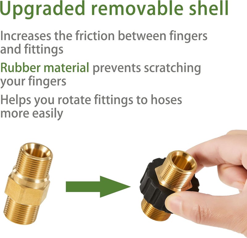 FIXFANS Pressure Washer Adapter Set, M22-14mm Male Fitting to M22-14mm Male Swivel, 5000PSI Pressure Washer Hose Thread Kit - Image 2